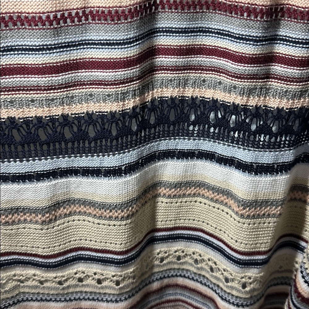 Democracy Women Multicolor Cochet Stripe Long Cardigan pocket Sweater Size L - Picture 7 of 10